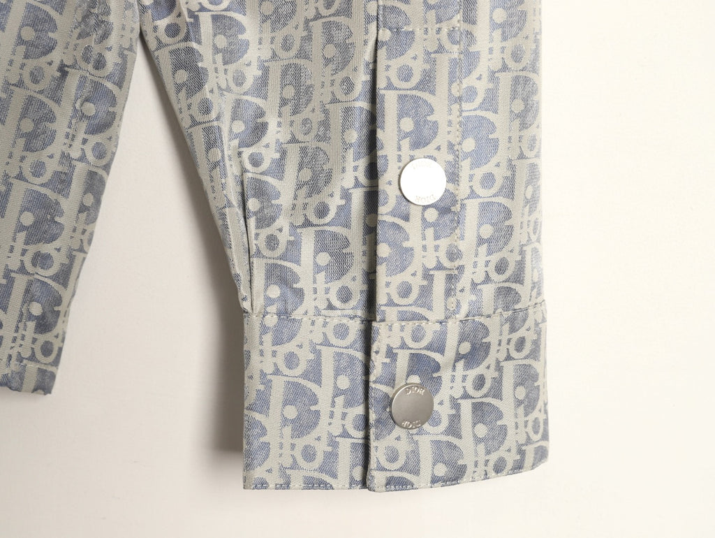 Dior Oblique CD Bee Embroidered Gray Zip-Collar Jacket