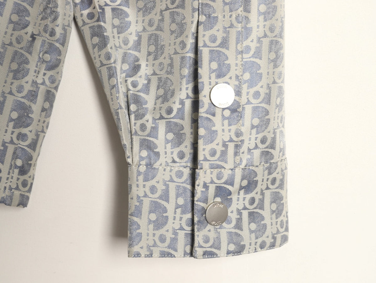 Dior Oblique CD Bee Embroidered Gray Zip-Collar Jacket