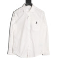 Burberry TB Embroidered Tape-Trim White Long-Sleeve Shirt