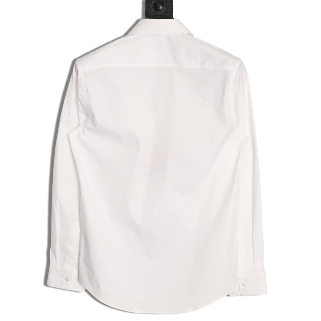 Burberry TB Embroidered Tape-Trim White Long-Sleeve Shirt