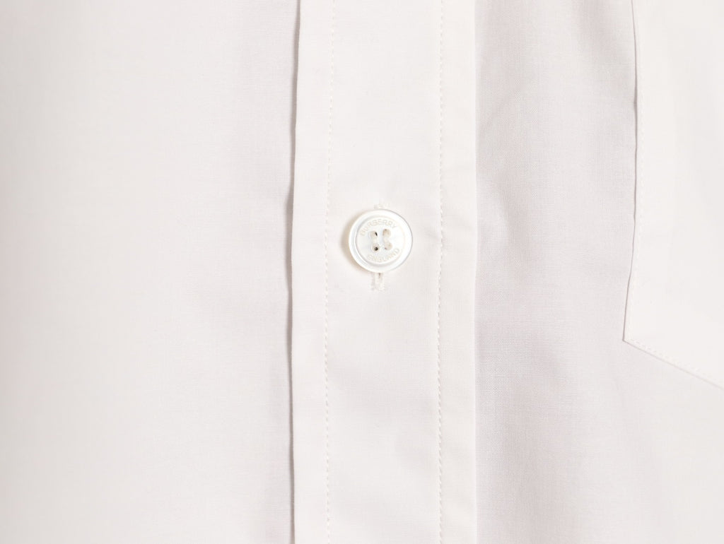 Burberry TB Embroidered Tape-Trim White Long-Sleeve Shirt