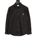 Burberry TB Embroidered Tape-Trim Black Long-Sleeve Shirt