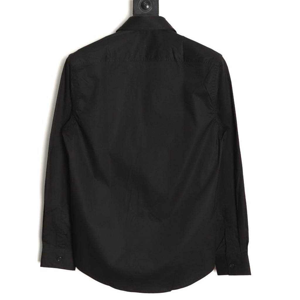 Burberry TB Embroidered Tape-Trim Black Long-Sleeve Shirt