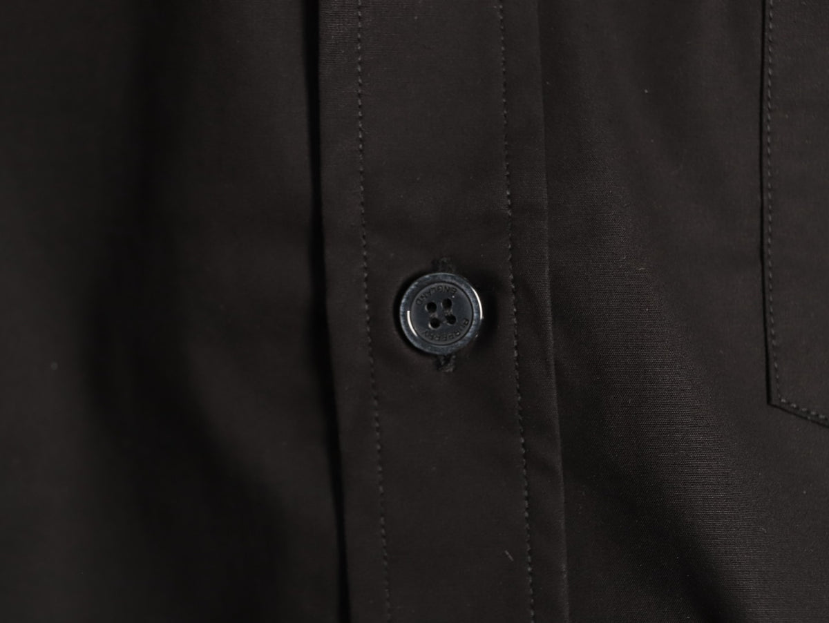 Burberry TB Embroidered Tape-Trim Black Long-Sleeve Shirt