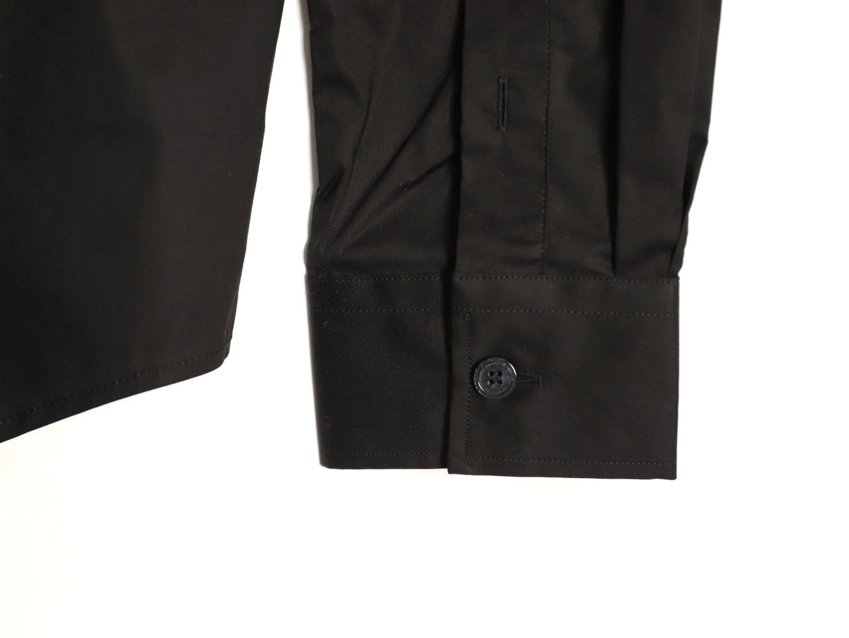 Burberry TB Embroidered Tape-Trim Black Long-Sleeve Shirt