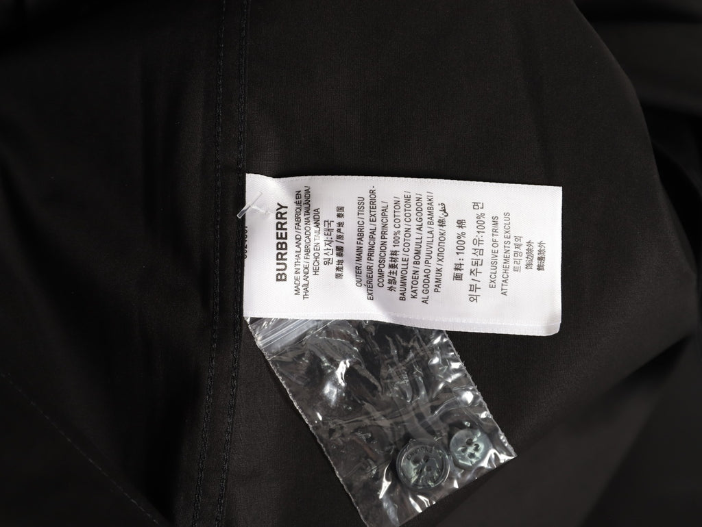 Burberry TB Embroidered Tape-Trim Black Long-Sleeve Shirt