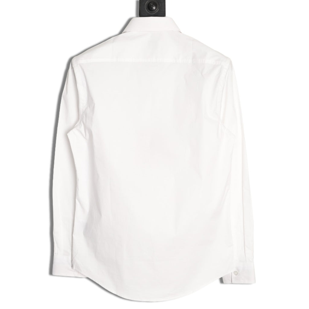 Burberry Equestrian Knight Embroidered White Long-Sleeve Shirt