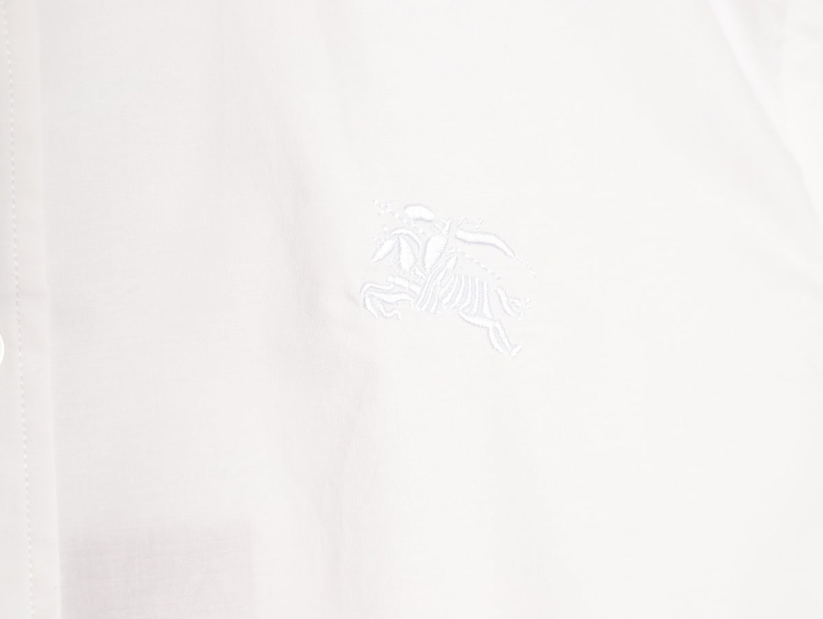 Burberry Equestrian Knight Embroidered White Long-Sleeve Shirt