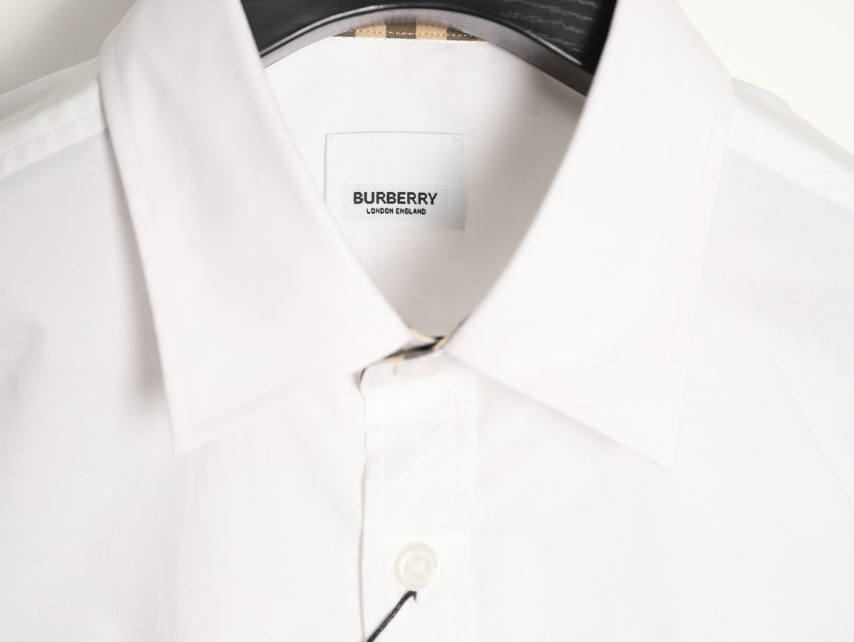 Burberry Equestrian Knight Embroidered White Long-Sleeve Shirt