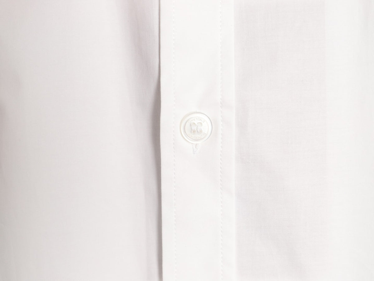Burberry Equestrian Knight Embroidered White Long-Sleeve Shirt
