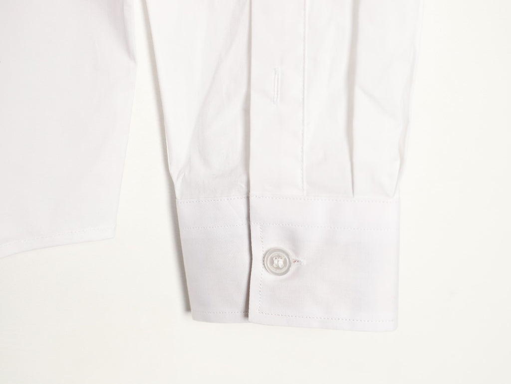Burberry Equestrian Knight Embroidered White Long-Sleeve Shirt