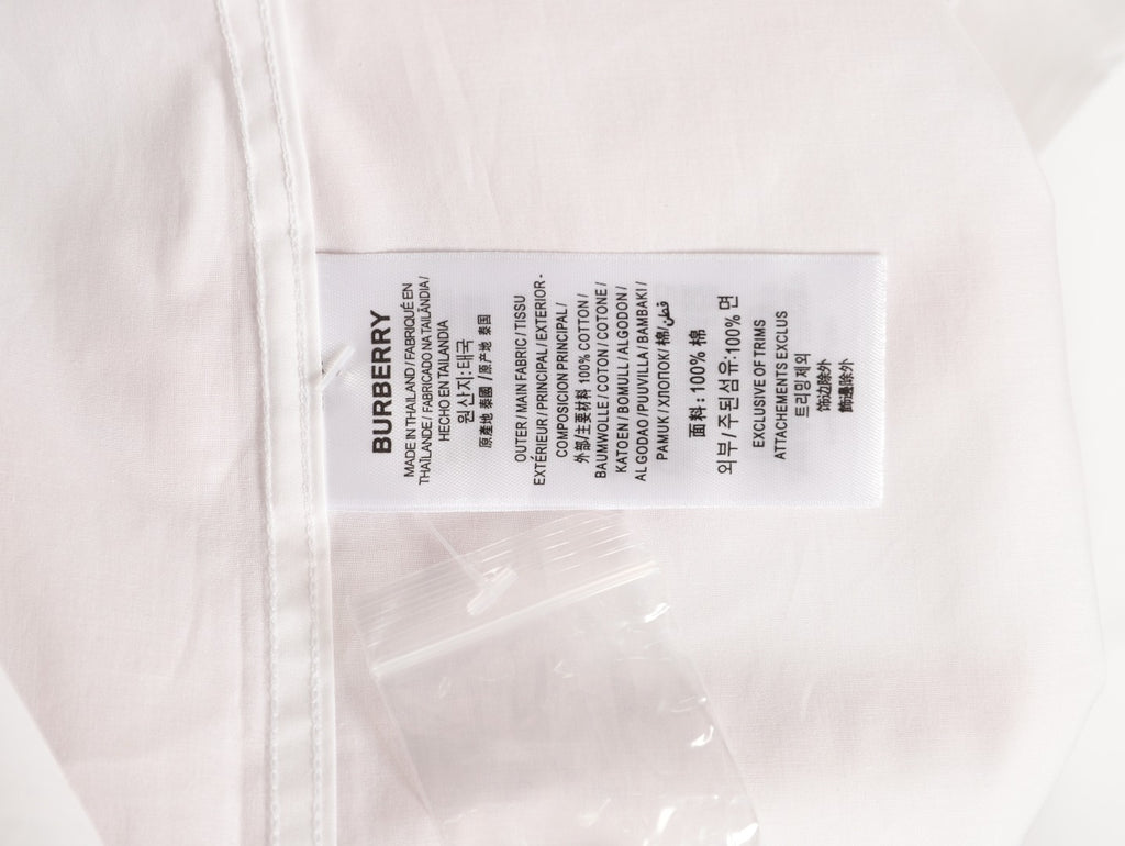 Burberry Equestrian Knight Embroidered White Long-Sleeve Shirt