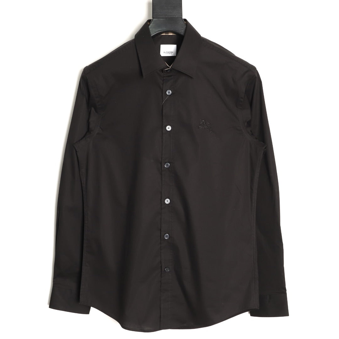 Burberry Equestrian Knight Embroidered Black Long-Sleeve Shirt