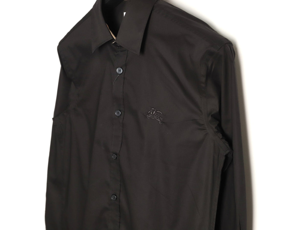 Burberry Equestrian Knight Embroidered Black Long-Sleeve Shirt