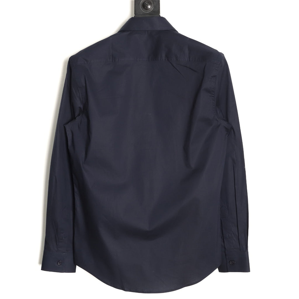 Burberry Equestrian Knight Embroidered Navy Long-Sleeve Shirt