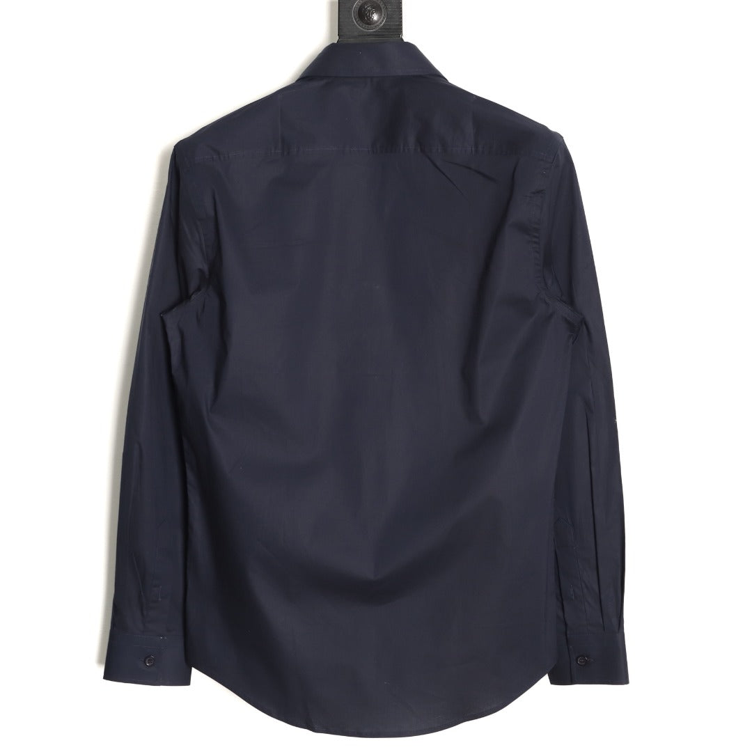Burberry Equestrian Knight Embroidered Navy Long-Sleeve Shirt