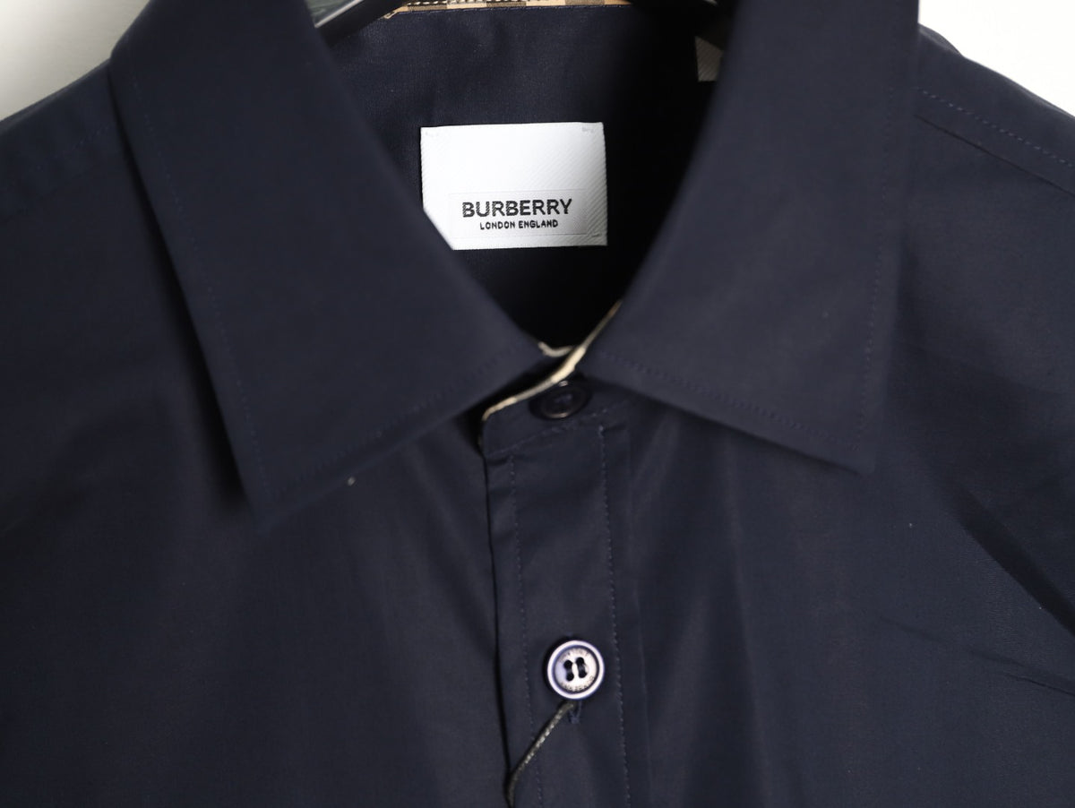 Burberry Equestrian Knight Embroidered Navy Long-Sleeve Shirt