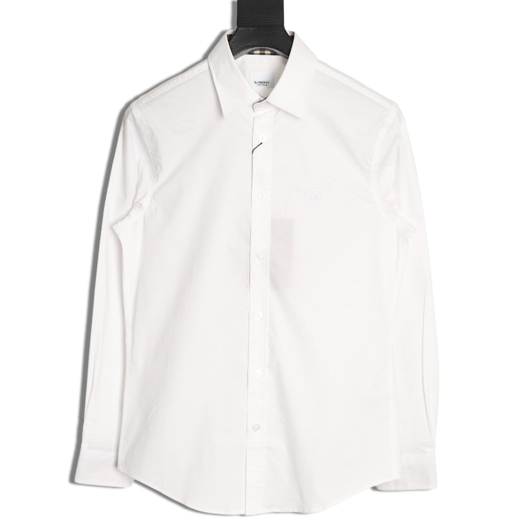 Burberry TB Monogram Embroidered White Long-Sleeve Shirt