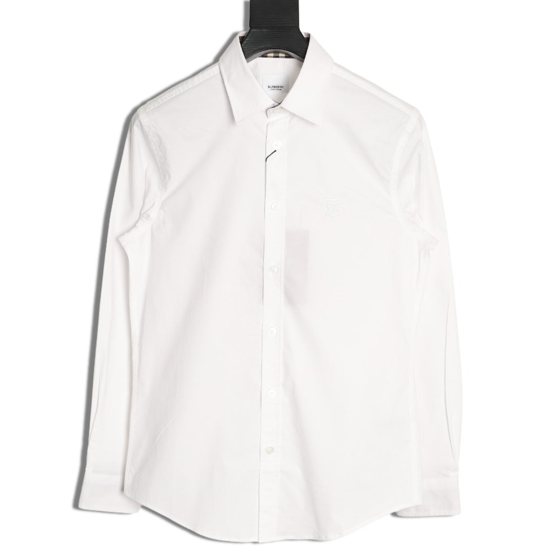 Burberry TB Monogram Embroidered White Long-Sleeve Shirt