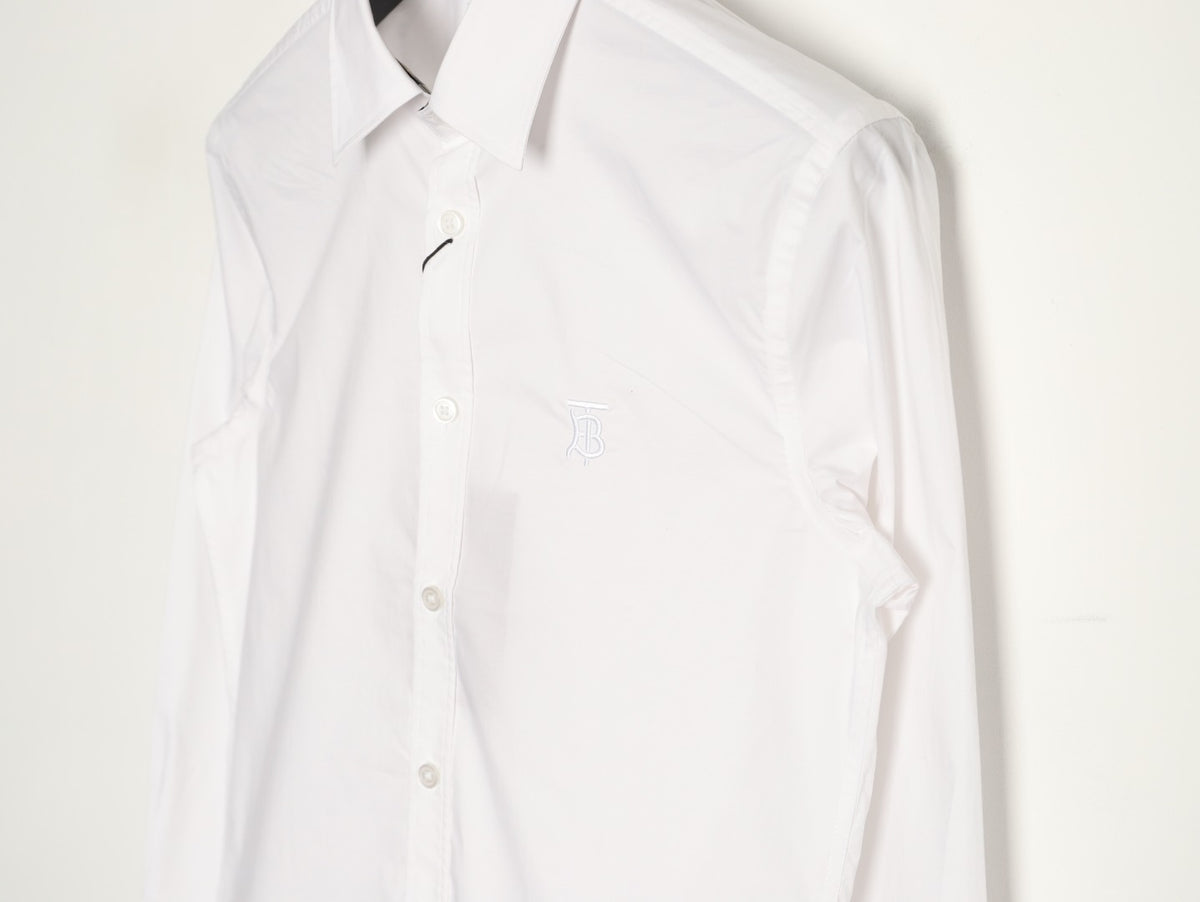 Burberry TB Monogram Embroidered White Long-Sleeve Shirt