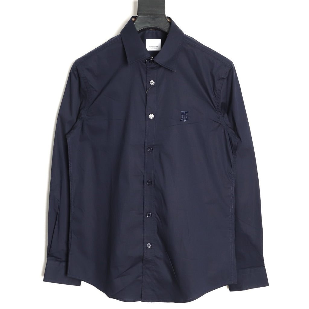 Burberry TB Monogram Embroidered Navy Long-Sleeve Shirt