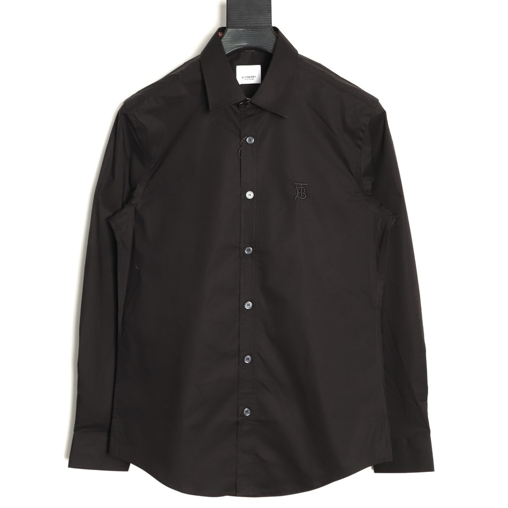 Burberry TB Monogram Embroidered Black Long-Sleeve Shirt