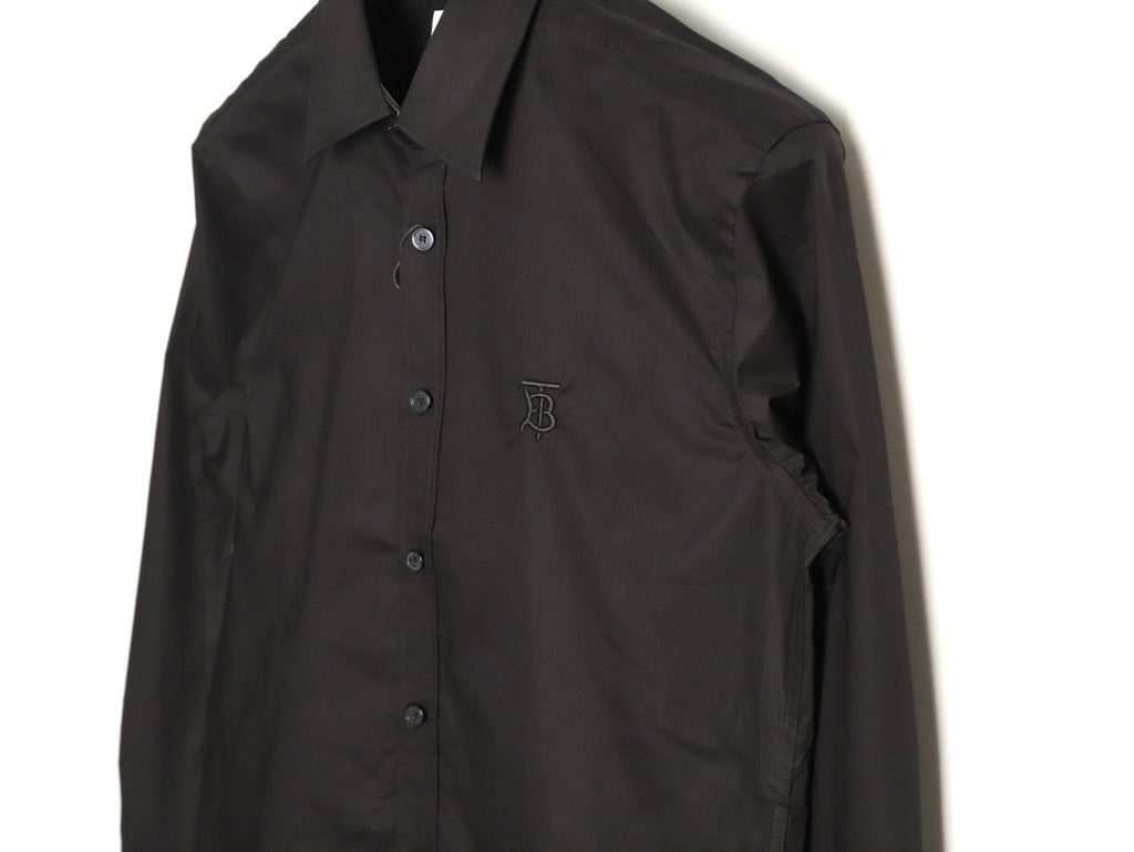 Burberry TB Monogram Embroidered Black Long-Sleeve Shirt