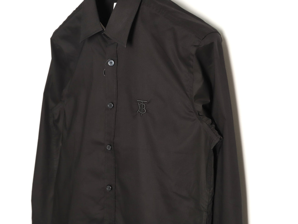 Burberry TB Monogram Embroidered Black Long-Sleeve Shirt