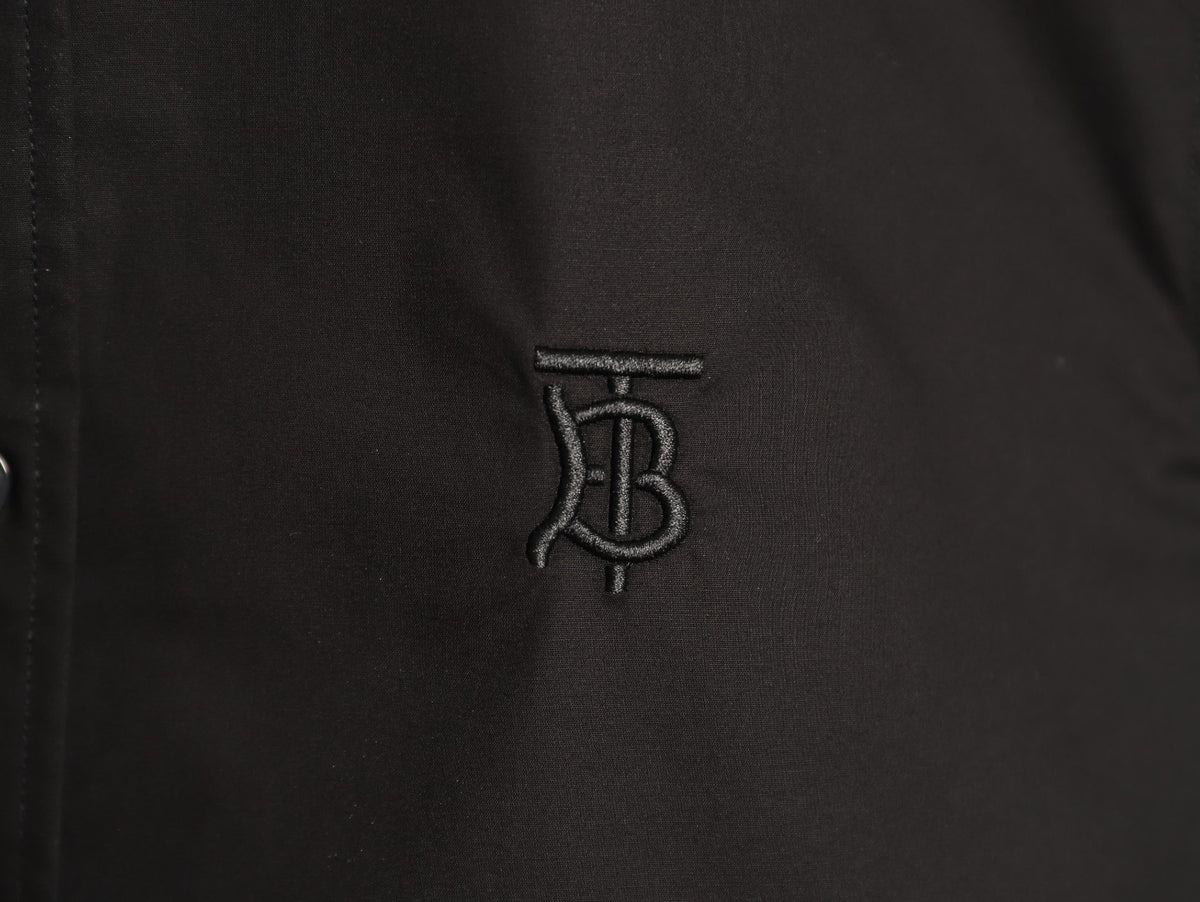 Burberry TB Monogram Embroidered Black Long-Sleeve Shirt