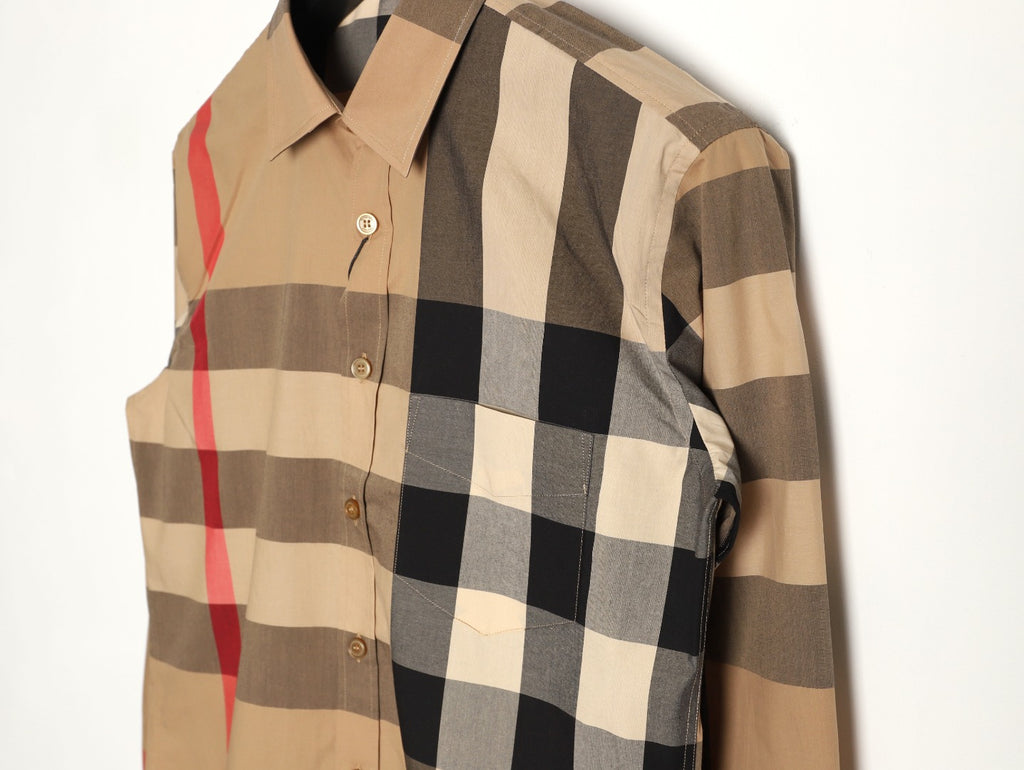 Burberry Classic Large Check Beige Cotton Long-Sleeve Shirt