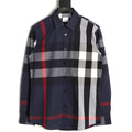 Burberry Classic Large Check Navy Cotton Long-Sleeve Shirt