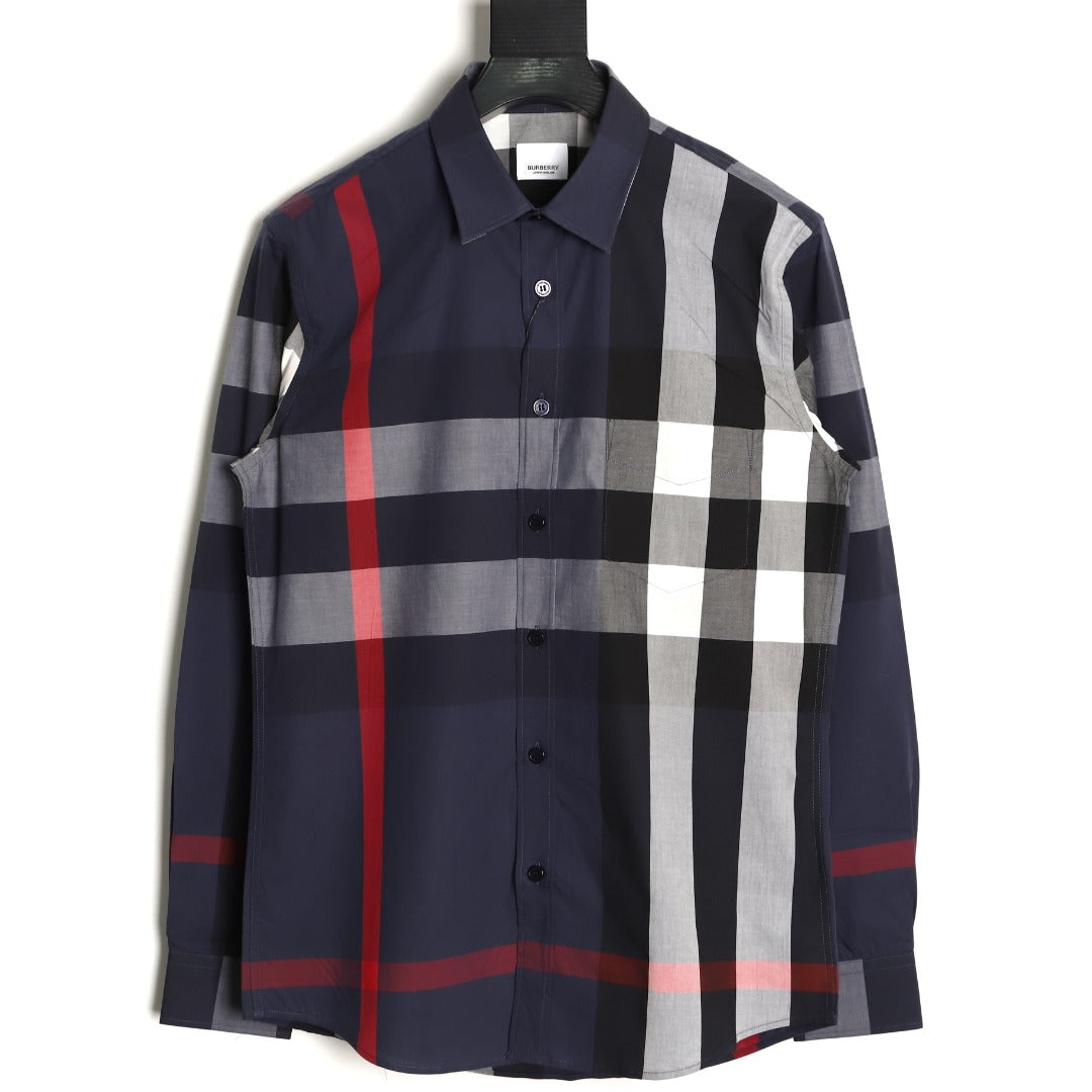 Burberry Classic Large Check Navy Cotton Long-Sleeve Shirt
