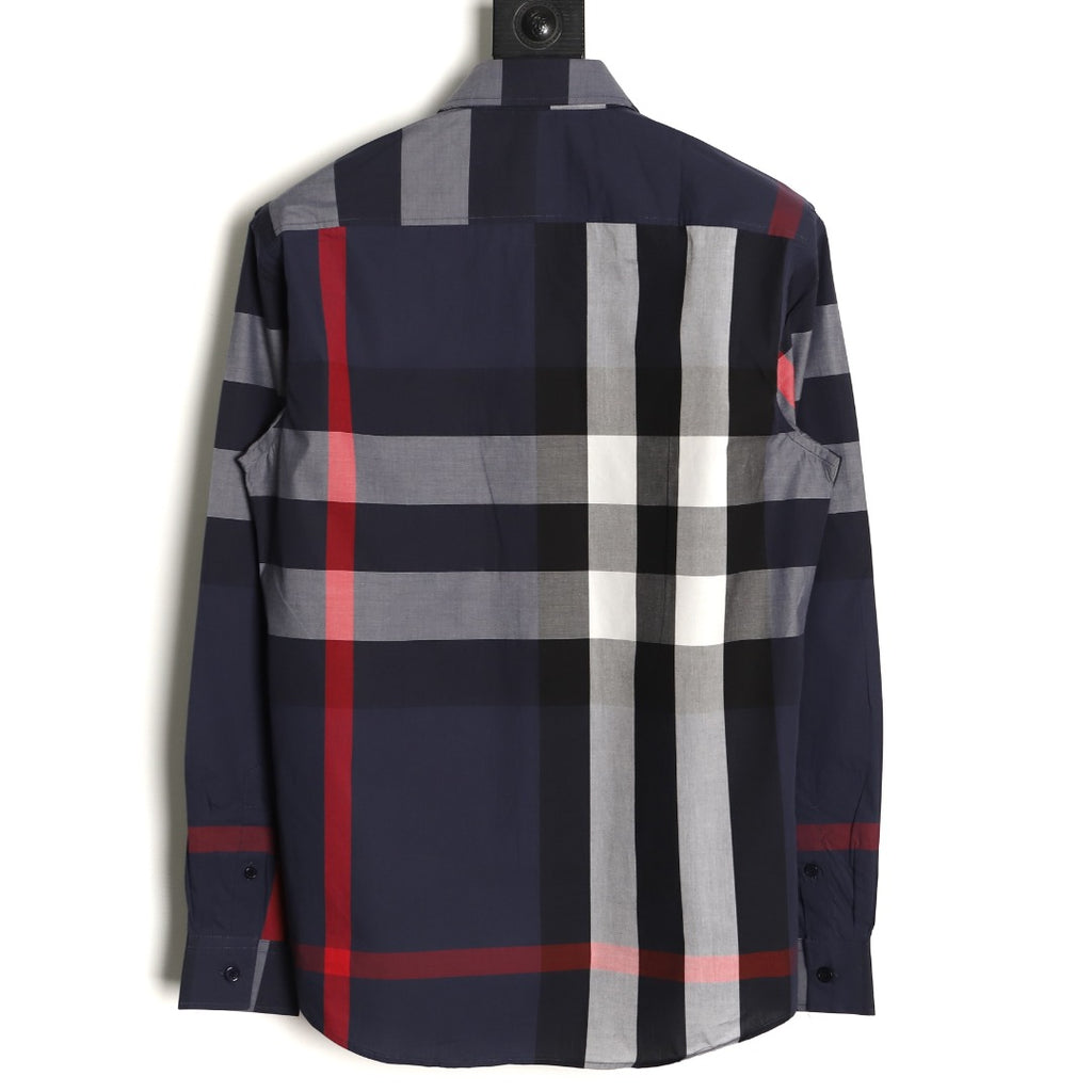 Burberry Classic Large Check Navy Cotton Long-Sleeve Shirt