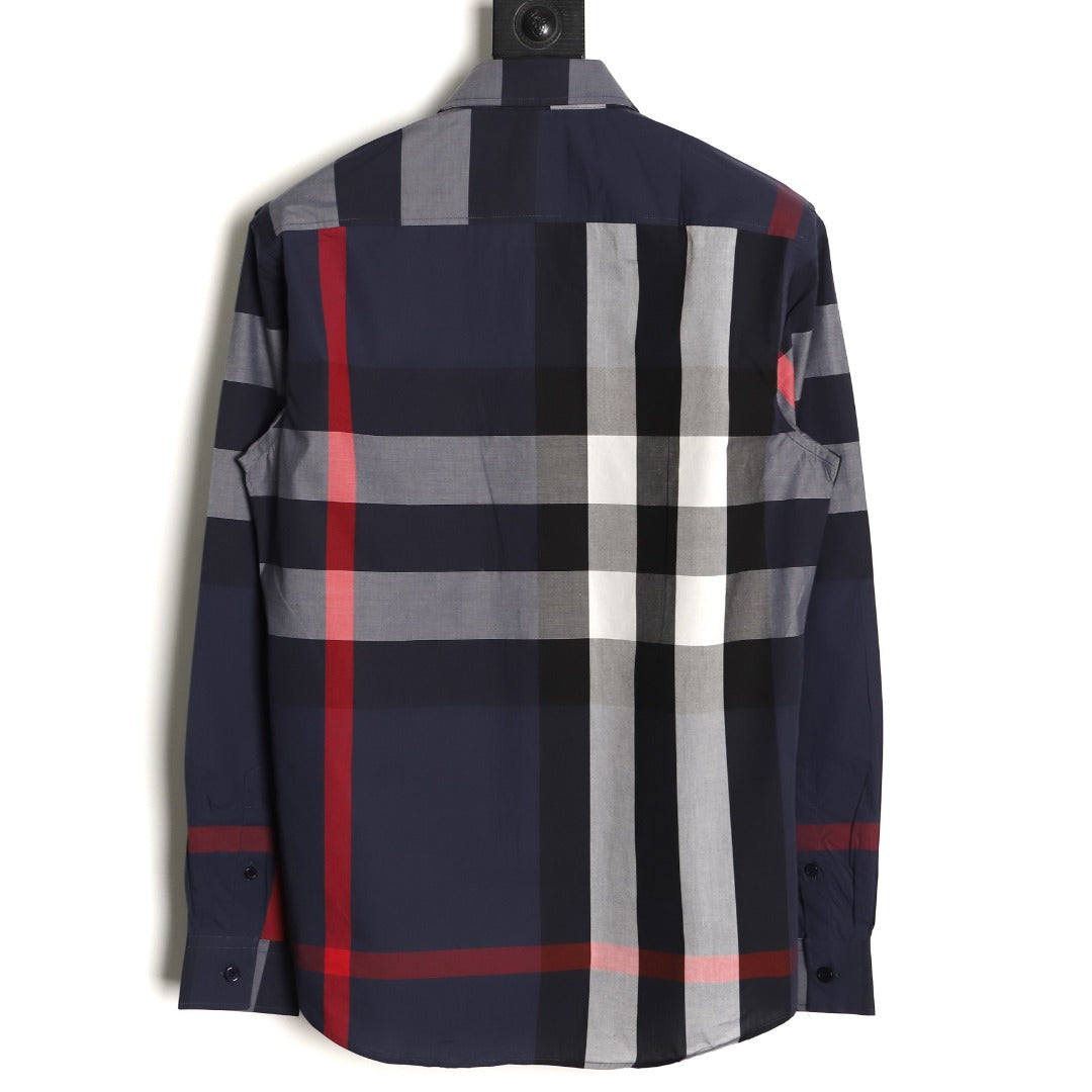 Burberry Classic Large Check Navy Cotton Long-Sleeve Shirt