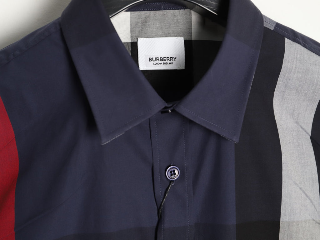 Burberry Classic Large Check Navy Cotton Long-Sleeve Shirt