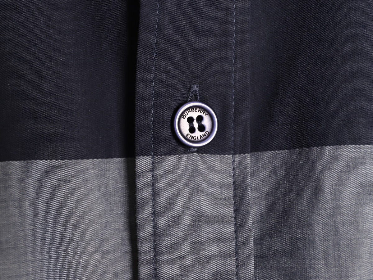 Burberry Classic Large Check Navy Cotton Long-Sleeve Shirt