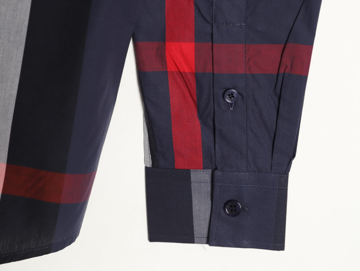 Burberry Classic Large Check Navy Cotton Long-Sleeve Shirt