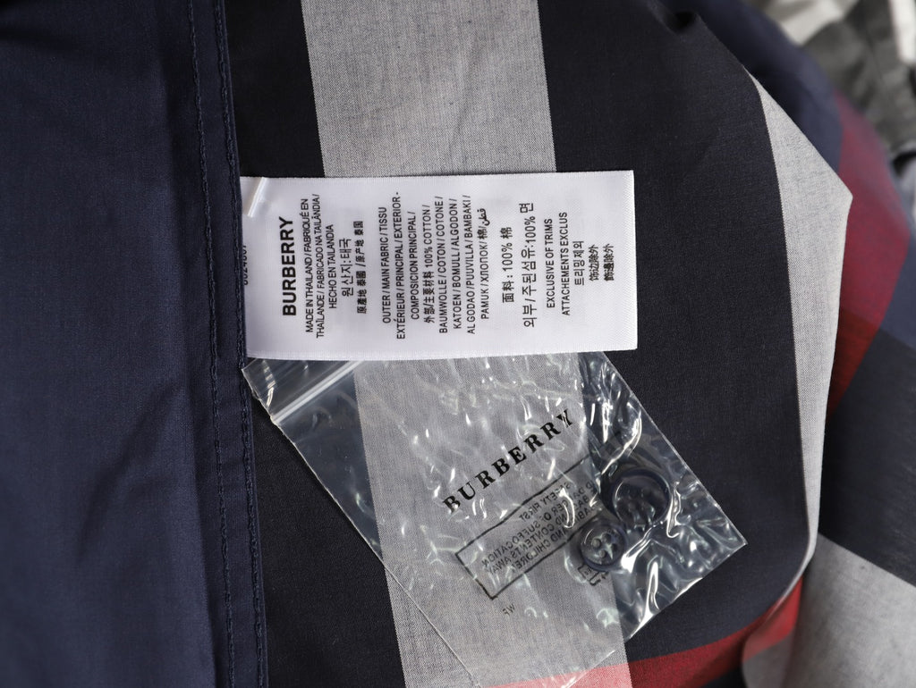 Burberry Classic Large Check Navy Cotton Long-Sleeve Shirt