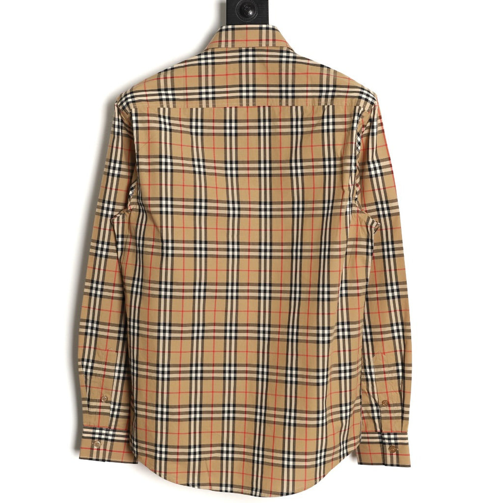 Burberry Small Check Cotton Pocket Long-Sleeve Shirt