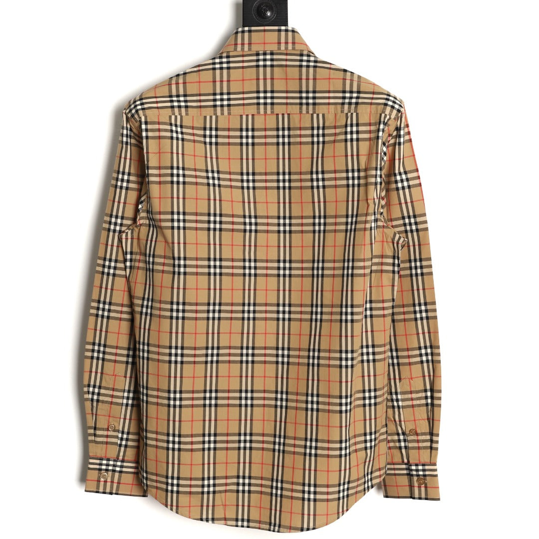 Burberry Small Check Cotton Pocket Long-Sleeve Shirt