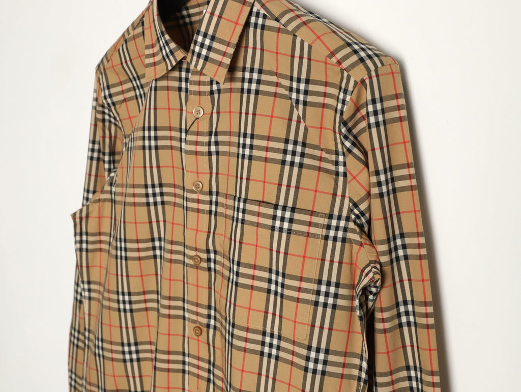 Burberry Small Check Cotton Pocket Long-Sleeve Shirt
