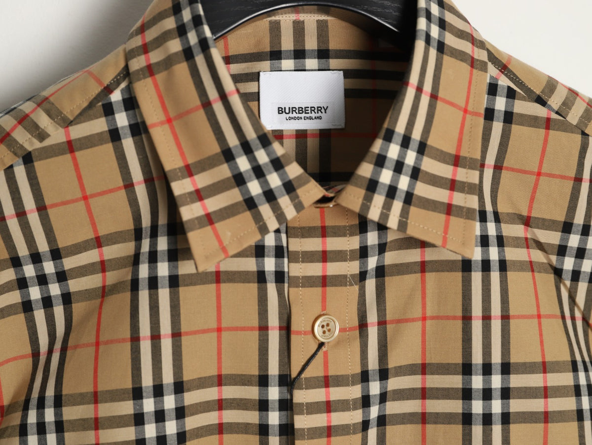 Burberry Small Check Cotton Pocket Long-Sleeve Shirt