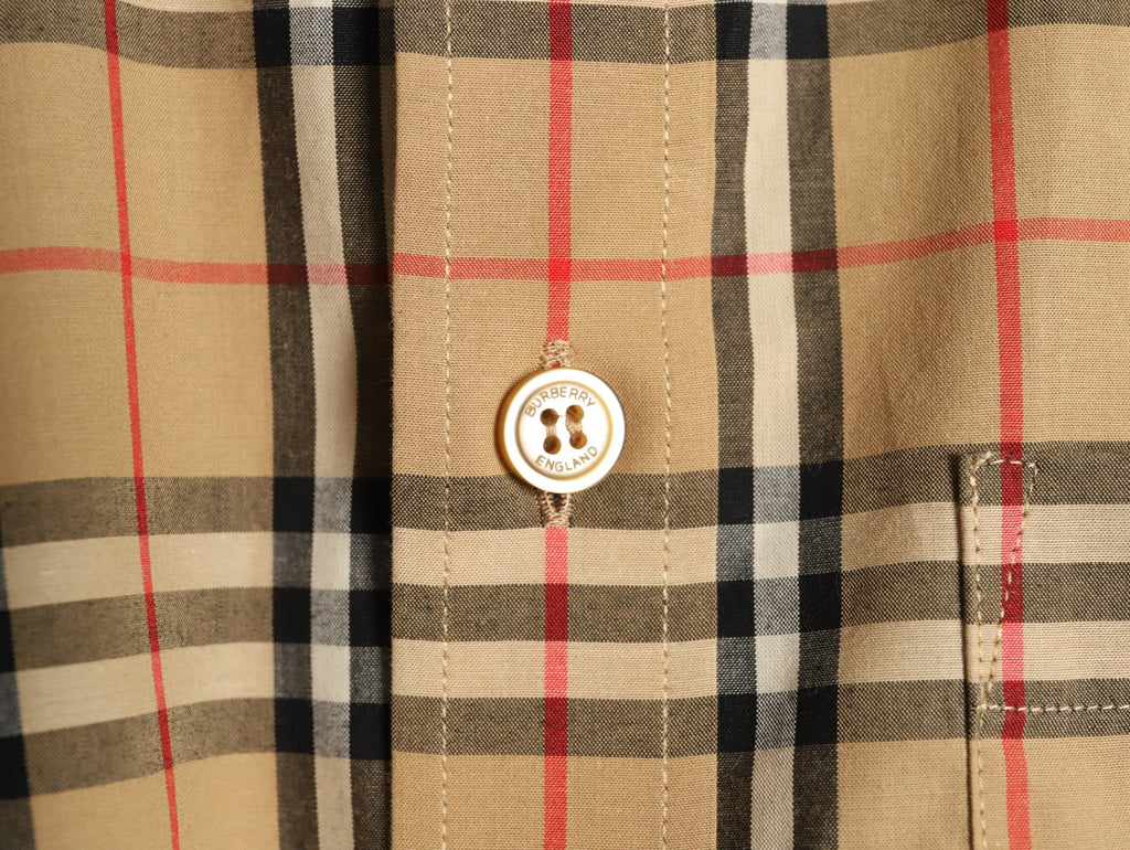 Burberry Small Check Cotton Pocket Long-Sleeve Shirt