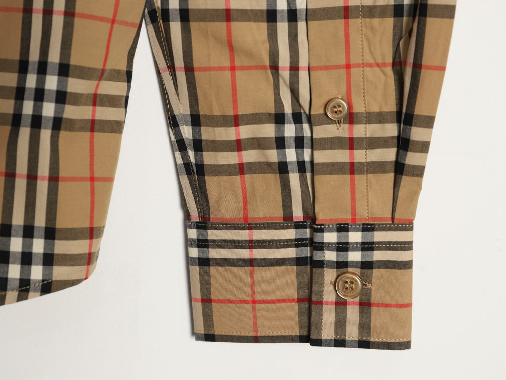 Burberry Small Check Cotton Pocket Long-Sleeve Shirt