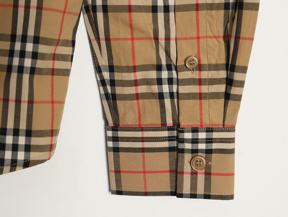 Burberry Small Check Cotton Pocket Long-Sleeve Shirt