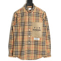Burberry Label Patch Check Cotton Long-Sleeve Shirt
