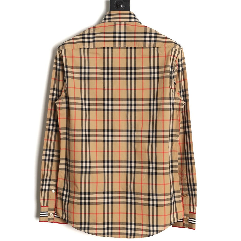 Burberry Check Cotton Shirt with Placket and Cuff Trim