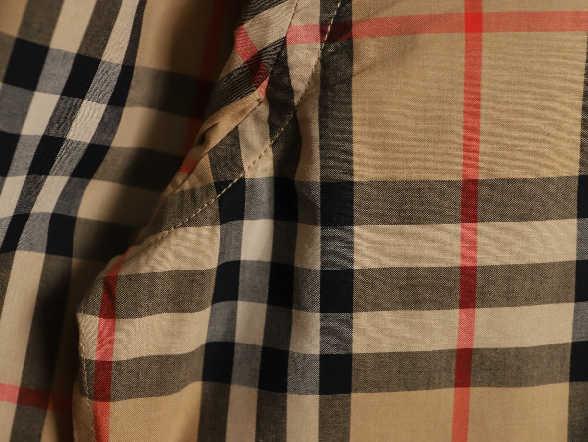 Burberry Check Cotton Shirt with Placket and Cuff Trim