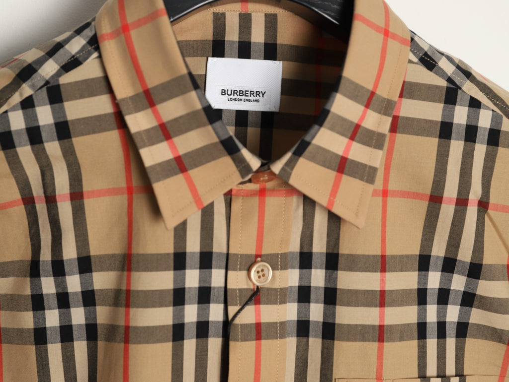 Burberry Letter Print Check Cotton Long-Sleeve Shirt