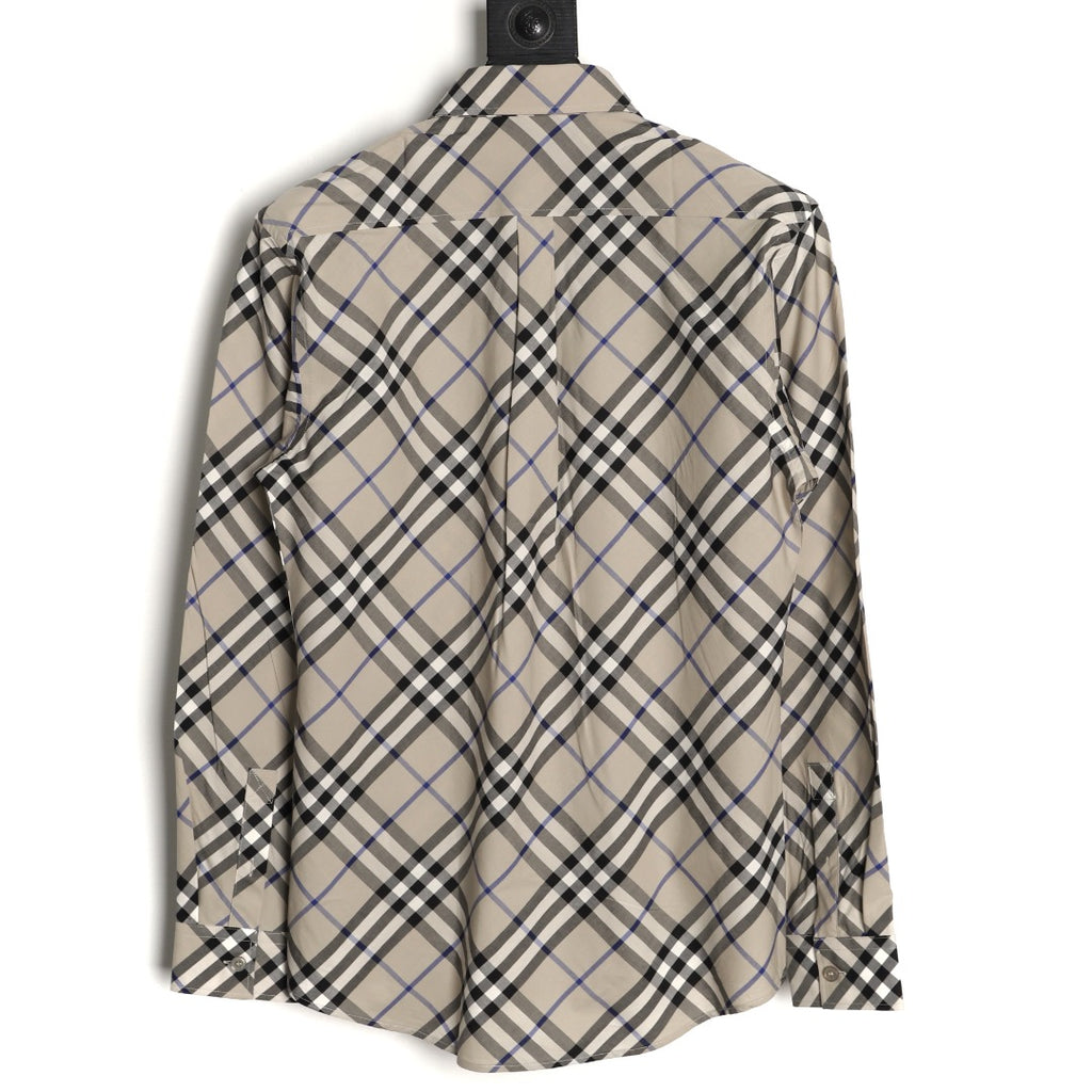 Burberry Diagonal Check Cotton Long-Sleeve Shirt